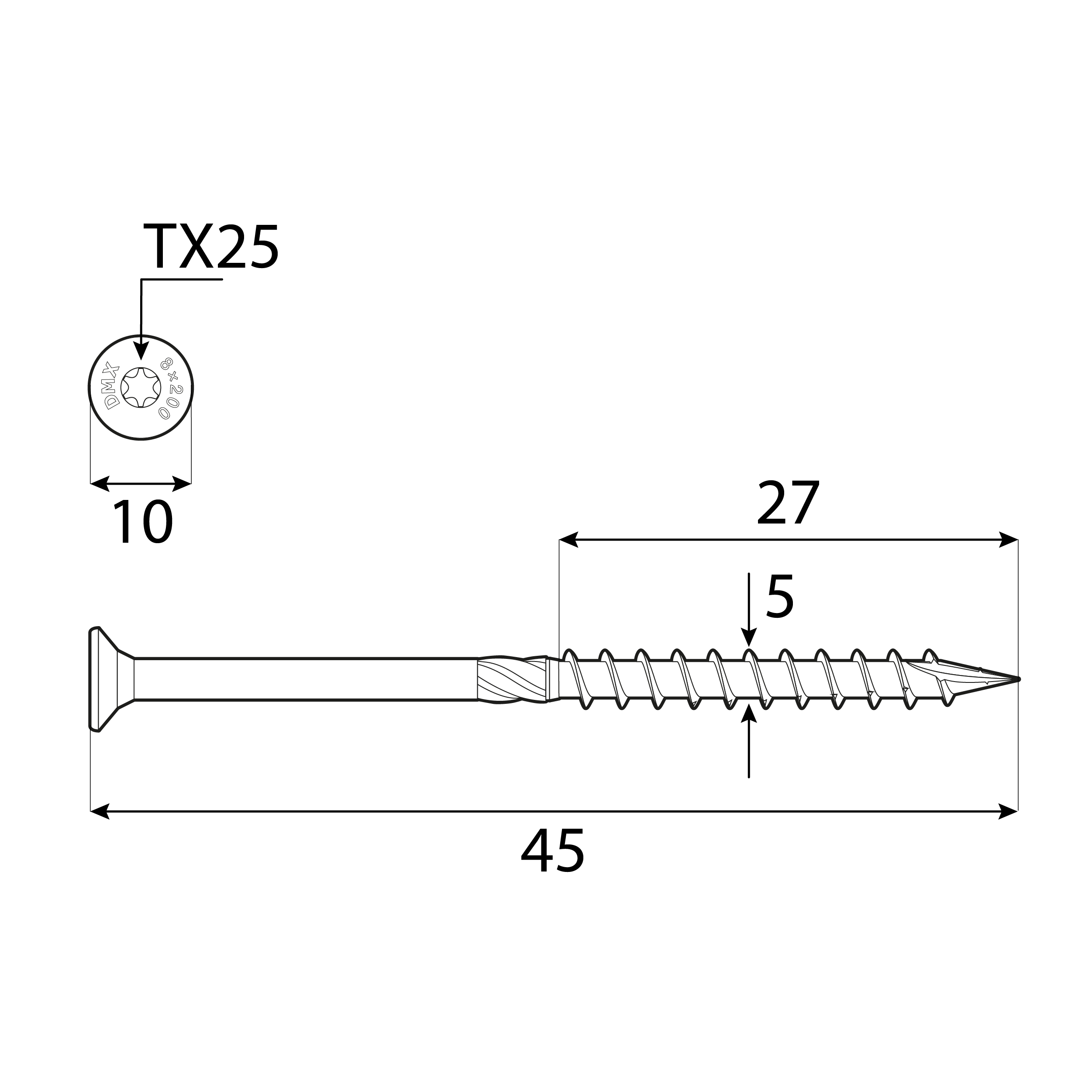 Wkręty ciesielskie do drewna stożkowe TORX - CS | 5 x 45 mm | Złoty | 200 szt Wkręty ciesielskie do drewna stożkowe TORX CS, 5x45 mm, Złoty, 200 szt., 5x45 mm 2, ujęcie 1.