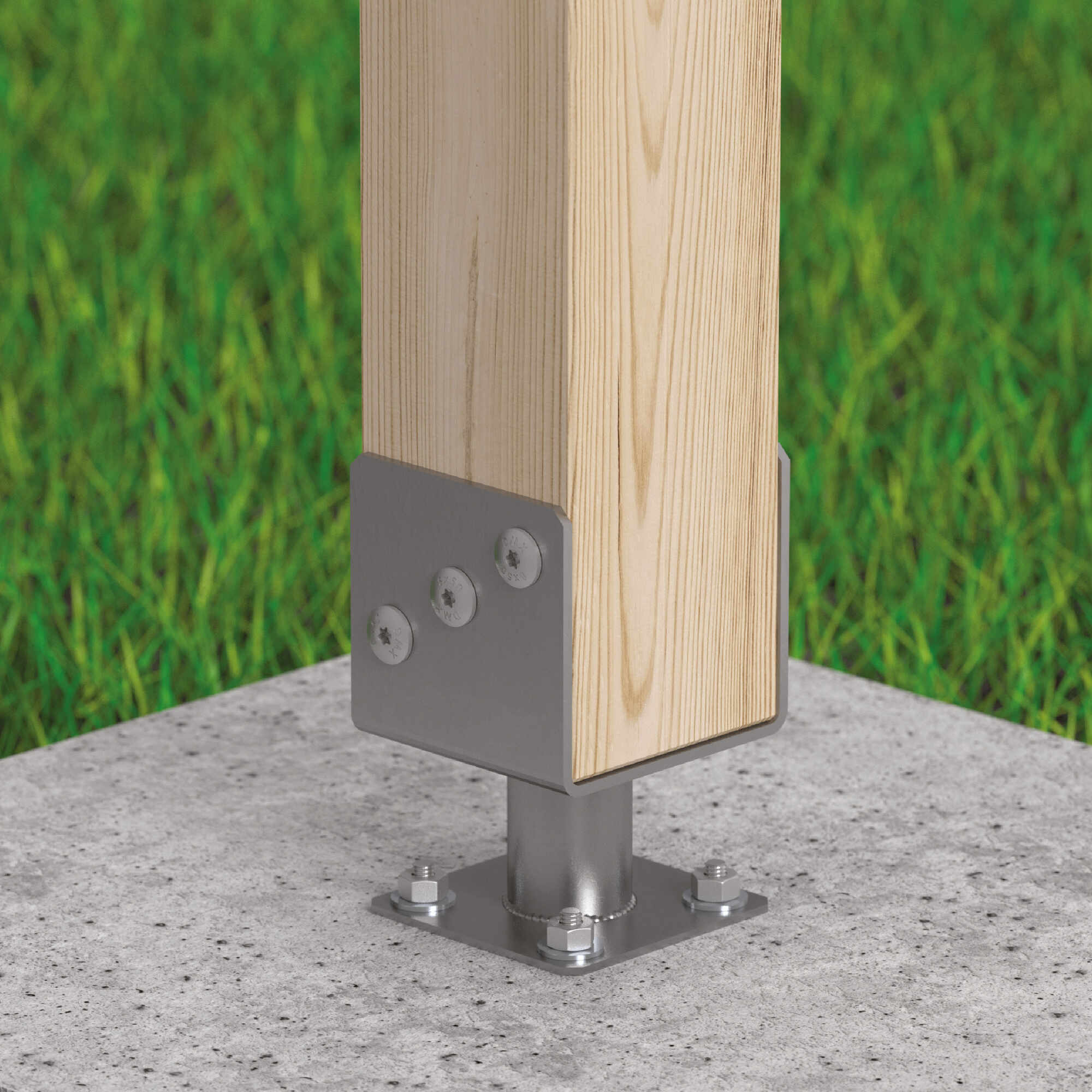 Podstawa słupa kotwa przykręcana typ U z rurą PMFU, 100 mm, 163 mm, srebrny, 101x100x163x4,0 mm 1.