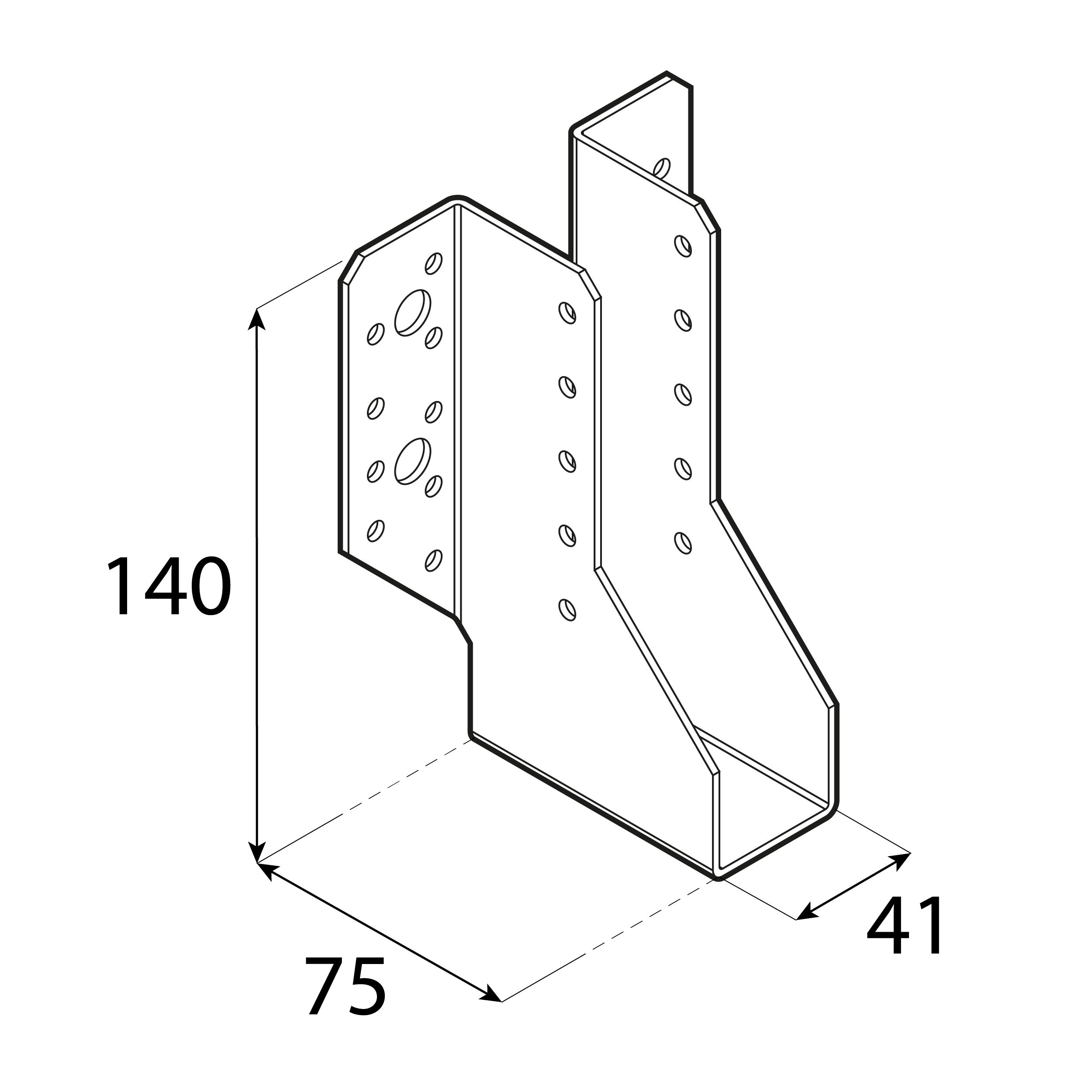 Wieszak belki uchwyt belki drewnianej - WB 6 | 41x140x75 mm | Srebrny