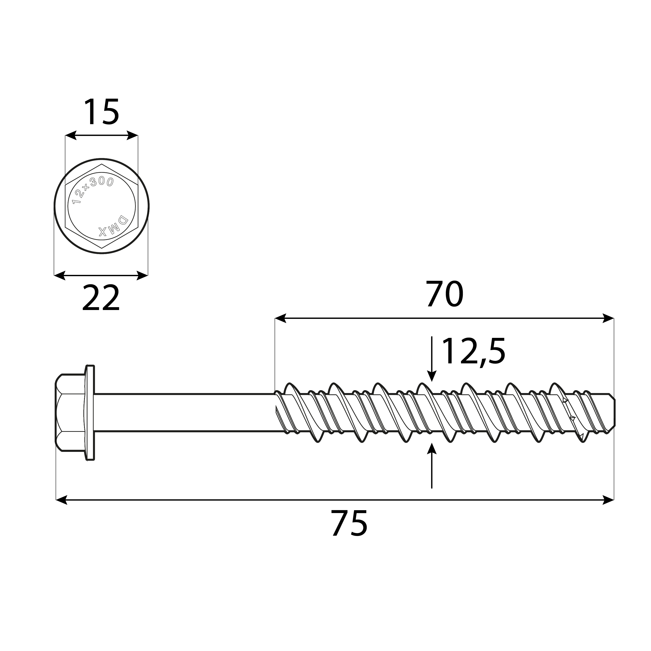 Śruby do betonu z łbem sześciokątnym PBW, 12, 5x75 mm, srebrny, 20 szt., 5x75 mm, Hartowana stal węglowa, ujęcie 1.