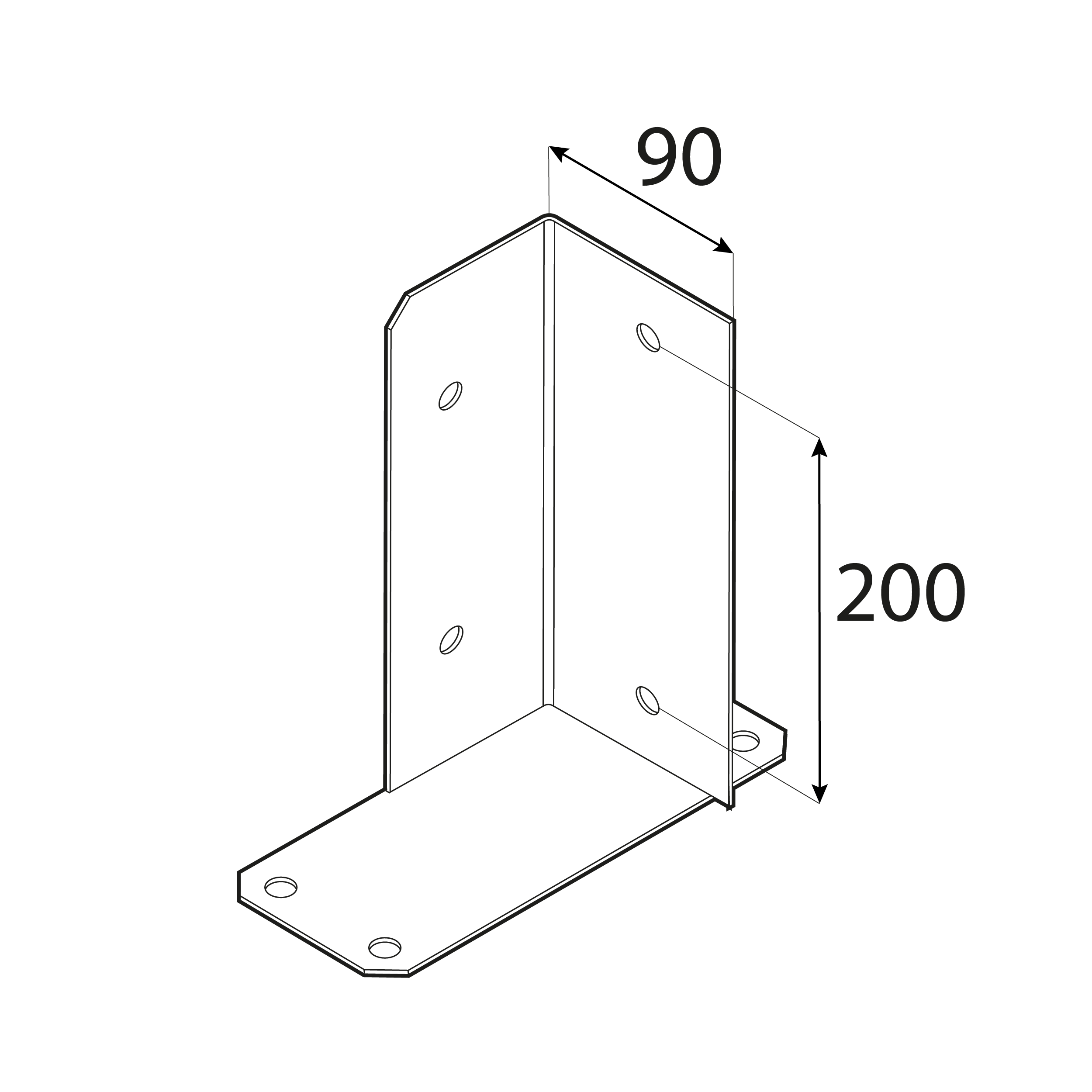 Łącznik ścienny belki kwadratowej do huśtawki GHLS 90, 90x200 mm, Zielony, Stal konstrukcyjna S235 2.