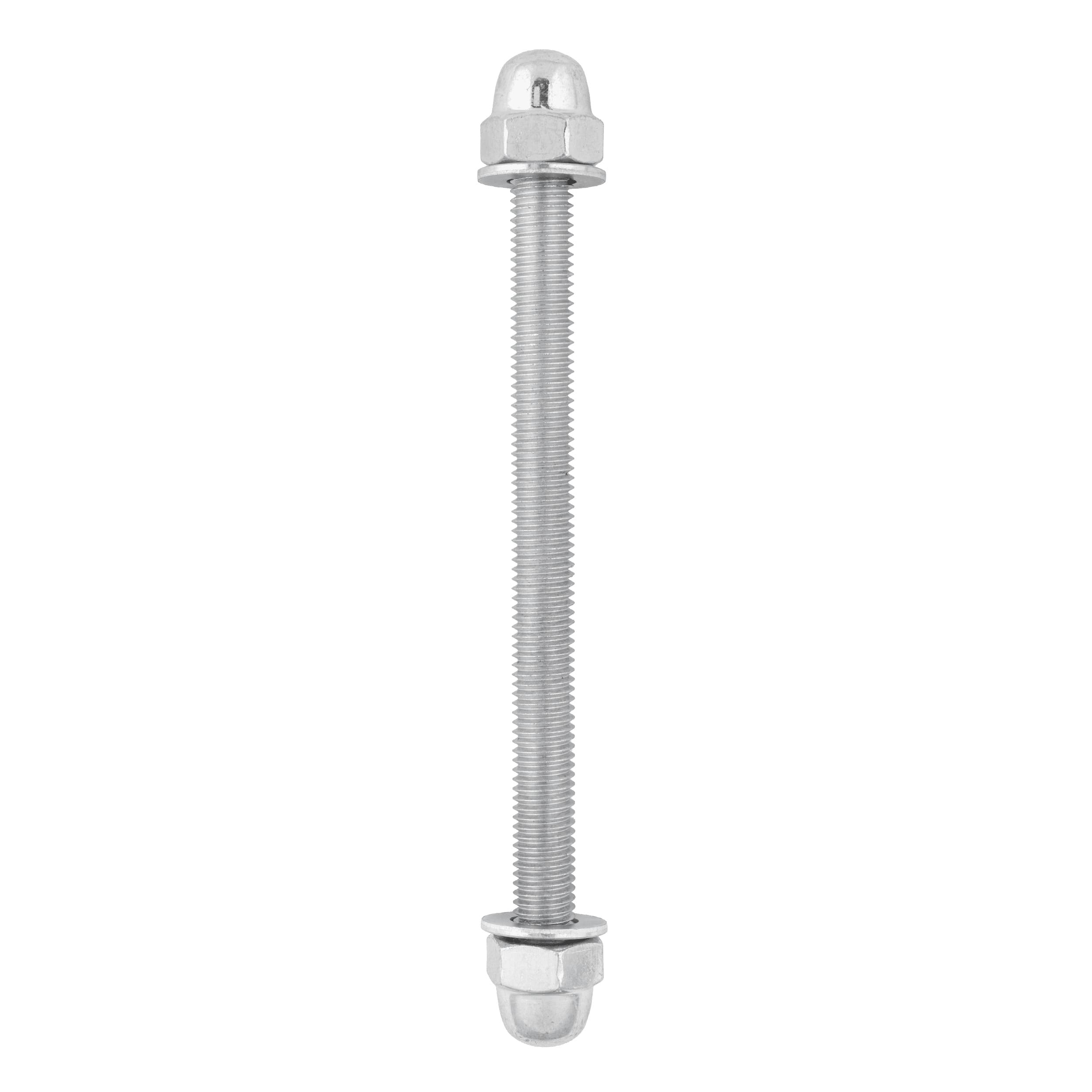 Pręt gwintowany z nakrętkami do podstaw słupa - PNP | M10 x 140 mm | Srebrny | 5 szt Pręt gwintowany z nakrętkami do podstaw słupa PNP, M10x140 mm, srebrny, 5 szt., Hartowana stal węglowa 2.
