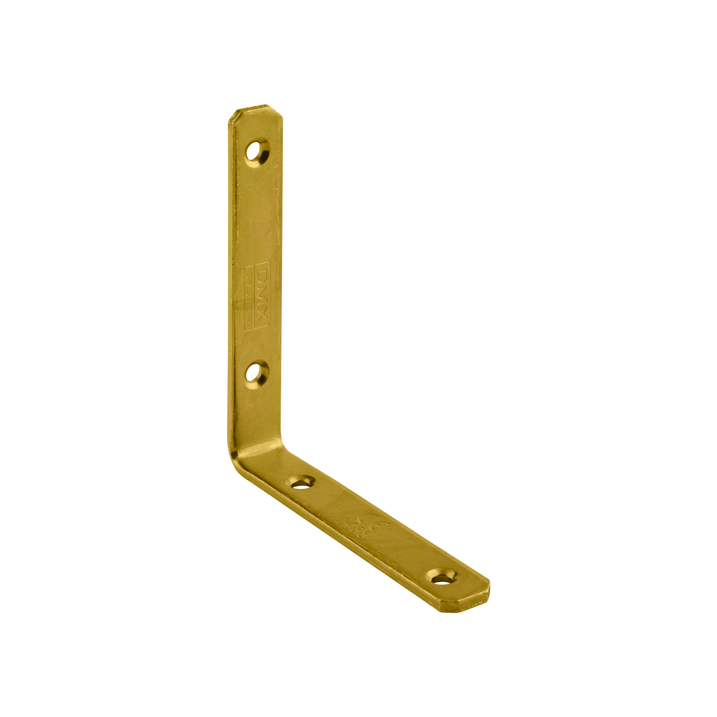 Kątownik meblowy stolarski wąski KW 6, 125x125x20 mm, 20 szt., 125x125x20x4,0 mm, Złoty, Stal konstrukcyjna S235, w zestawie elementów.