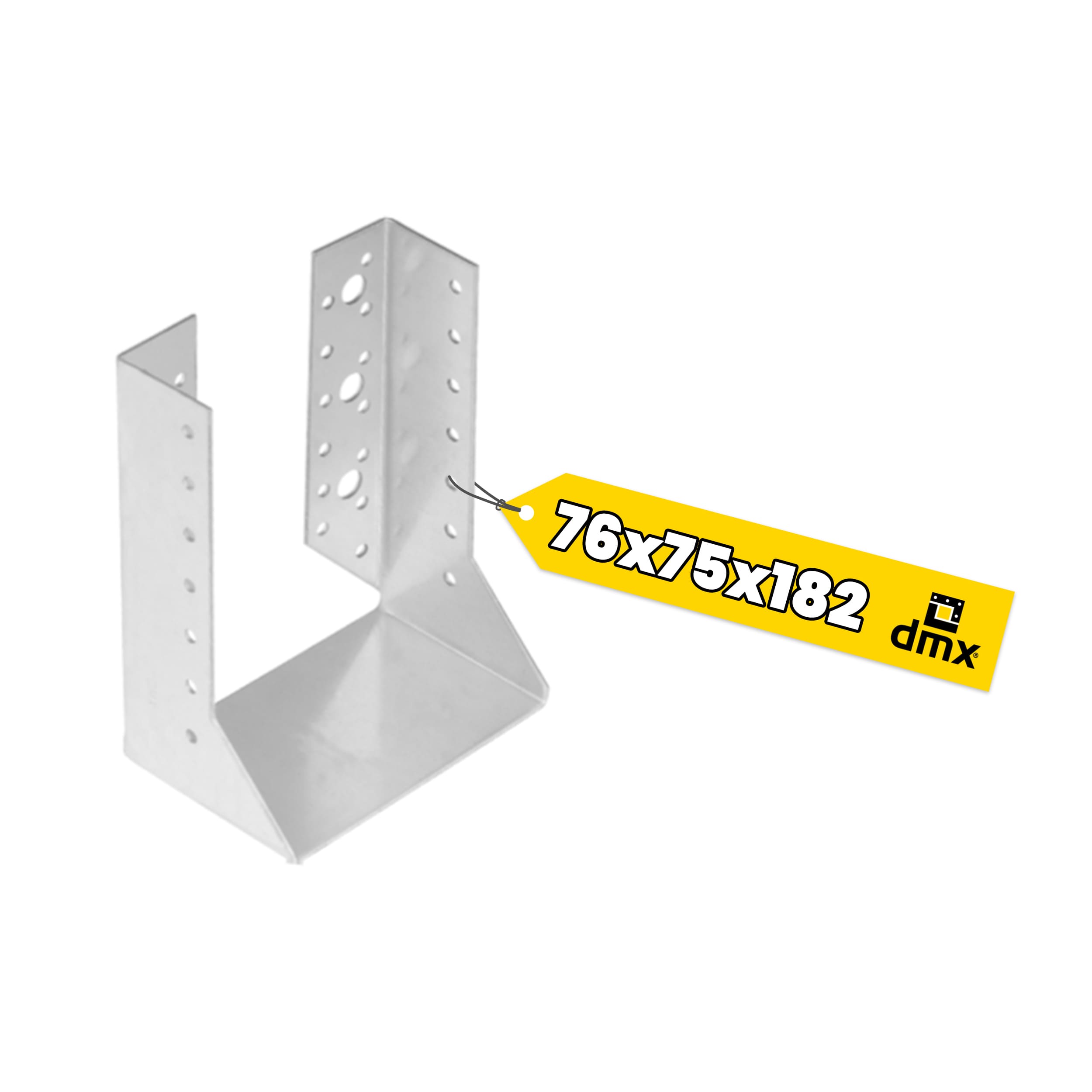 Wieszak belki uchwyt belki drewnianej zagięty WBZ 25, 76x182x75 mm, srebrny, 76x182x75x2,0 mm, Stal konstrukcyjna DX51D, ujęcie produktu.