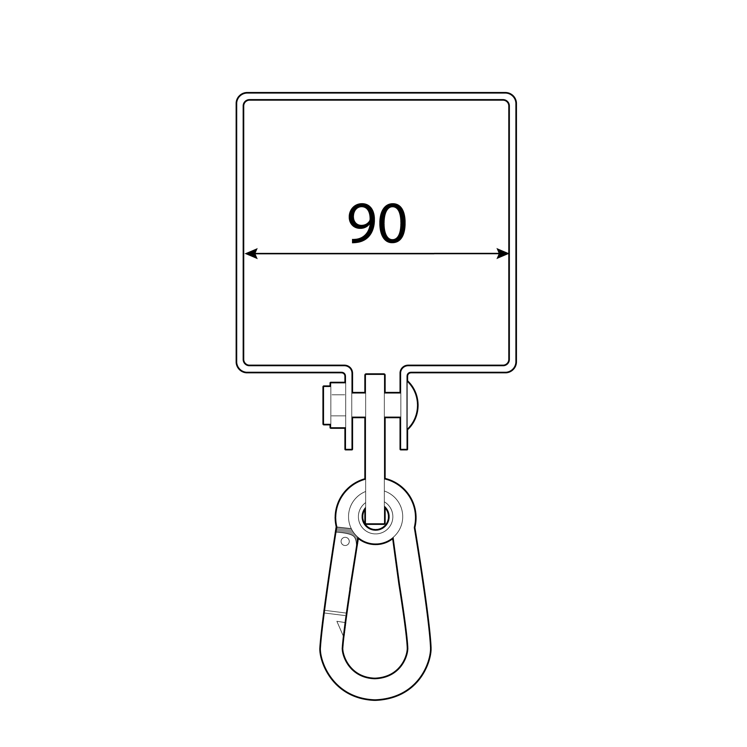 Mocowanie huśtawki z obejmą kwadratową - MHK | 90 mm mm | Złoty Mocowanie huśtawki z obejmą kwadratową MHK, 90 mm mm, Złoty, Stal węglowa, ujęcie 1.