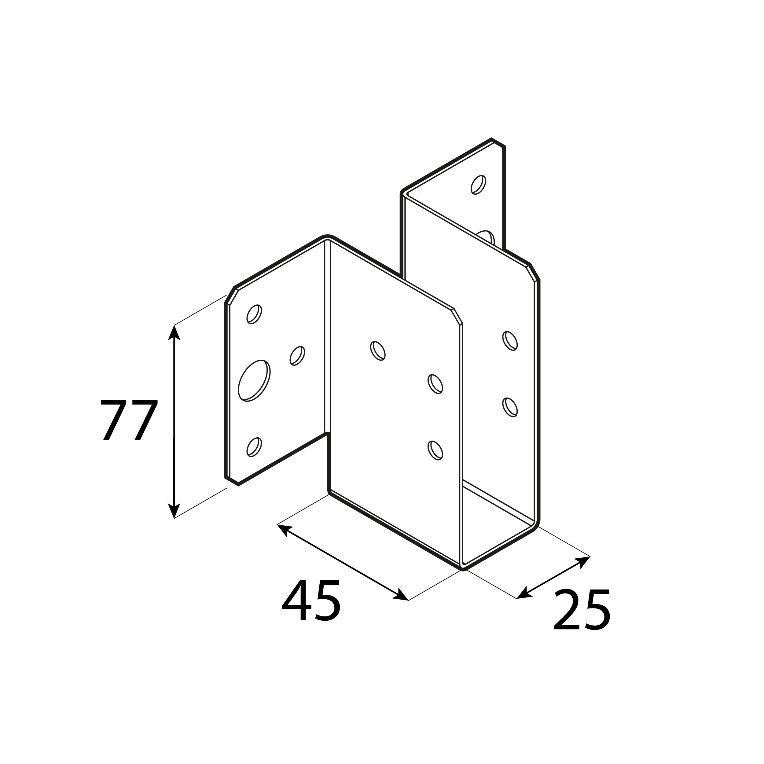 Wieszak belki lekki - WL 5 | 25x77x45 mm Wieszak belki lekki WL 5, 25x77x45 mm, 25x77x45x1,0 mm, Stal konstrukcyjna DX51D, srebrny, ujęcie 1.