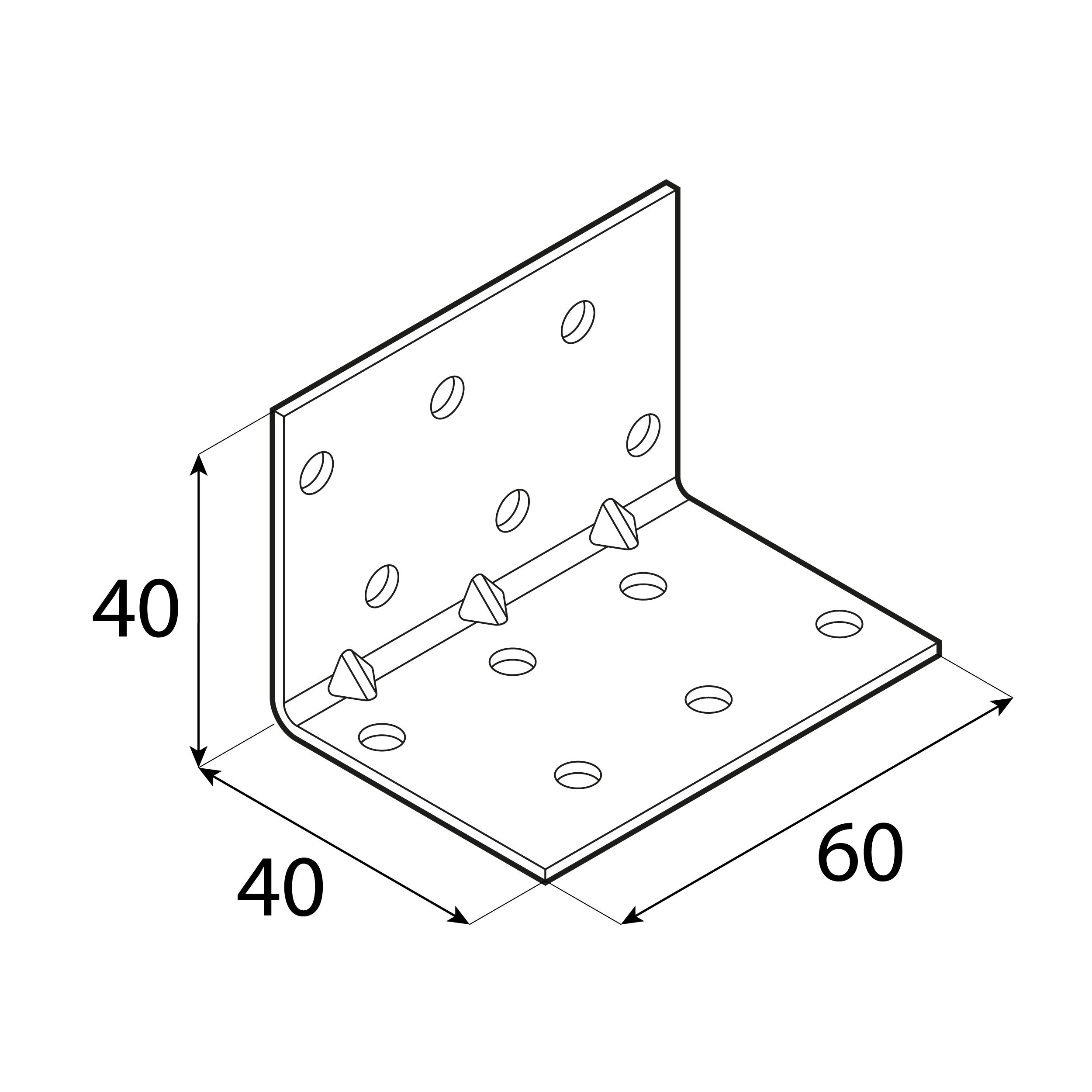 Kątownik montażowy przetłoczony KMP 2, 40x40x60 mm, 50 szt., 40x40x60x1,5 mm, Stal konstrukcyjna DX51D, srebrny, ujęcie 2.