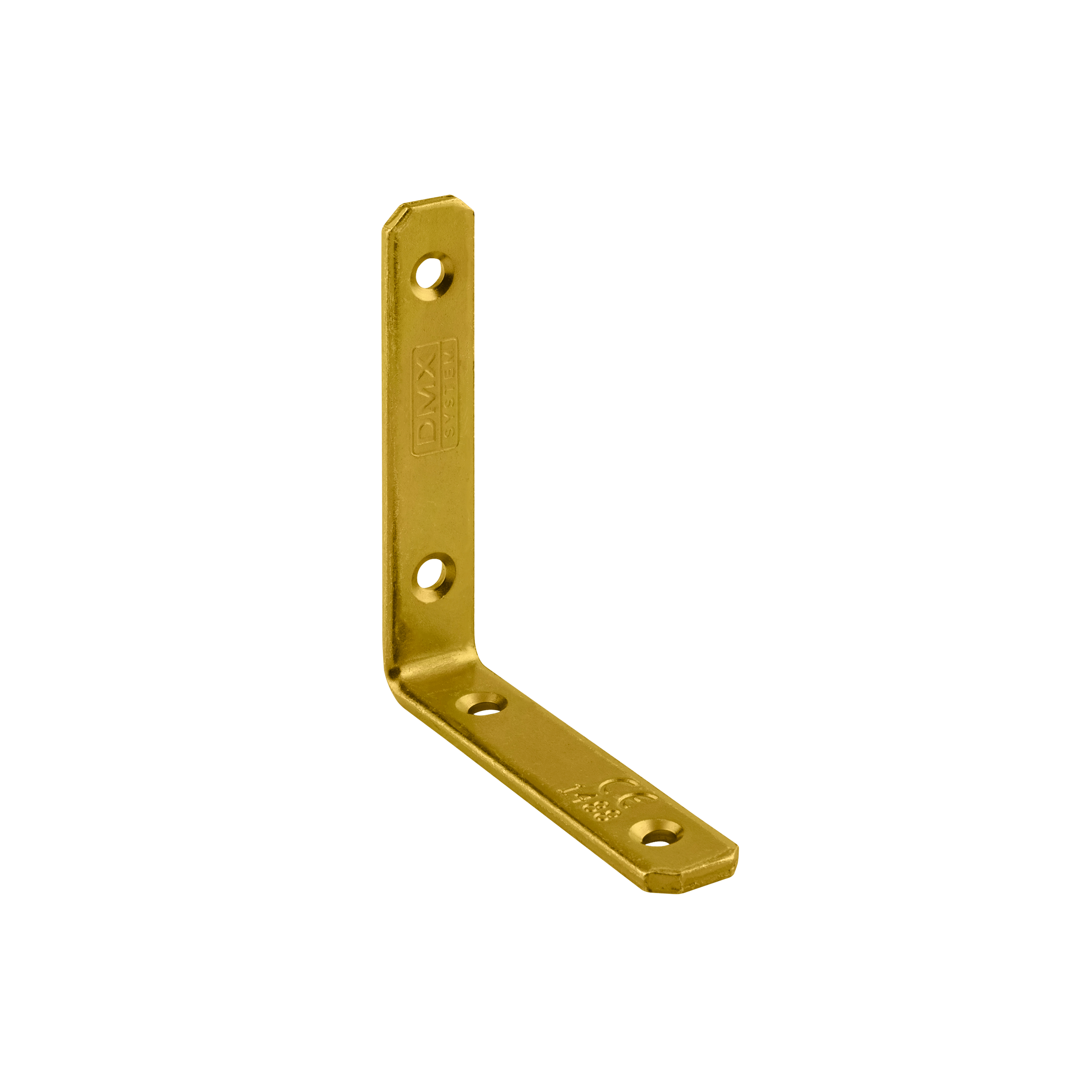 Kątownik meblowy stolarski wąski KW 5, 100x100x20 mm, 20 szt., 100x100x20x4,0 mm, Złoty, Stal konstrukcyjna S235, w zestawie elementów.