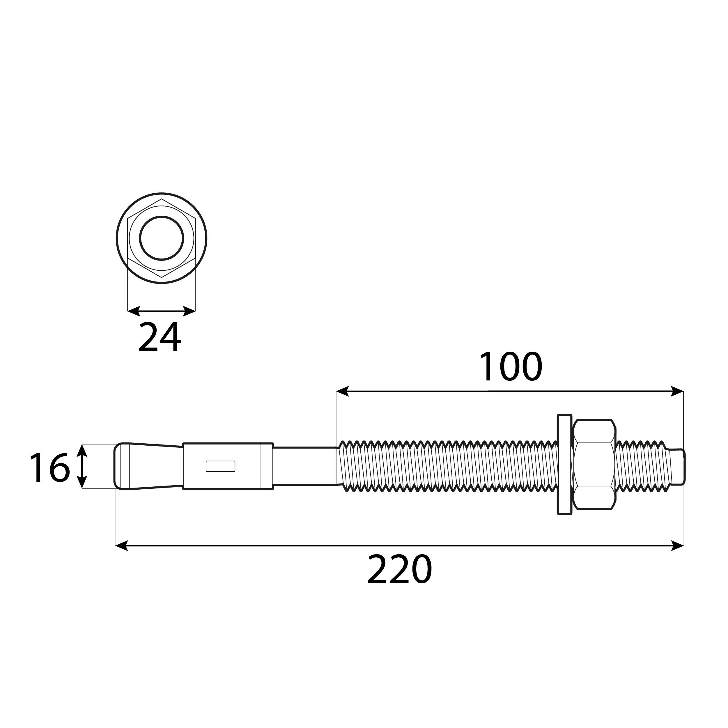 Kotwy mechaniczne pierścieniowe do betonu - PBK | M16 x 220 mm | Srebrny | 10 szt Kotwy mechaniczne pierścieniowe do betonu PBK, M16x220 mm, srebrny, 10 szt., 16x220 mm, Hartowana stal węglowa, ujęcie 1.
