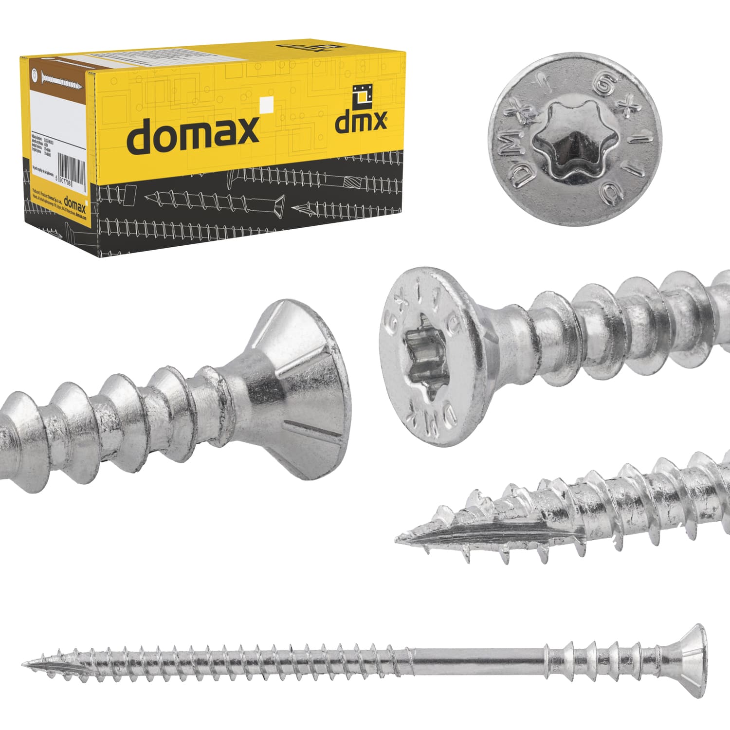 Wkręty dystansowe do poziomowania łat z łbem stożkowym TORX WDS, 6x60 mm, srebrny, 200 szt., 6x60 mm, Hartowana stal węglowa, ujęcie produktu.