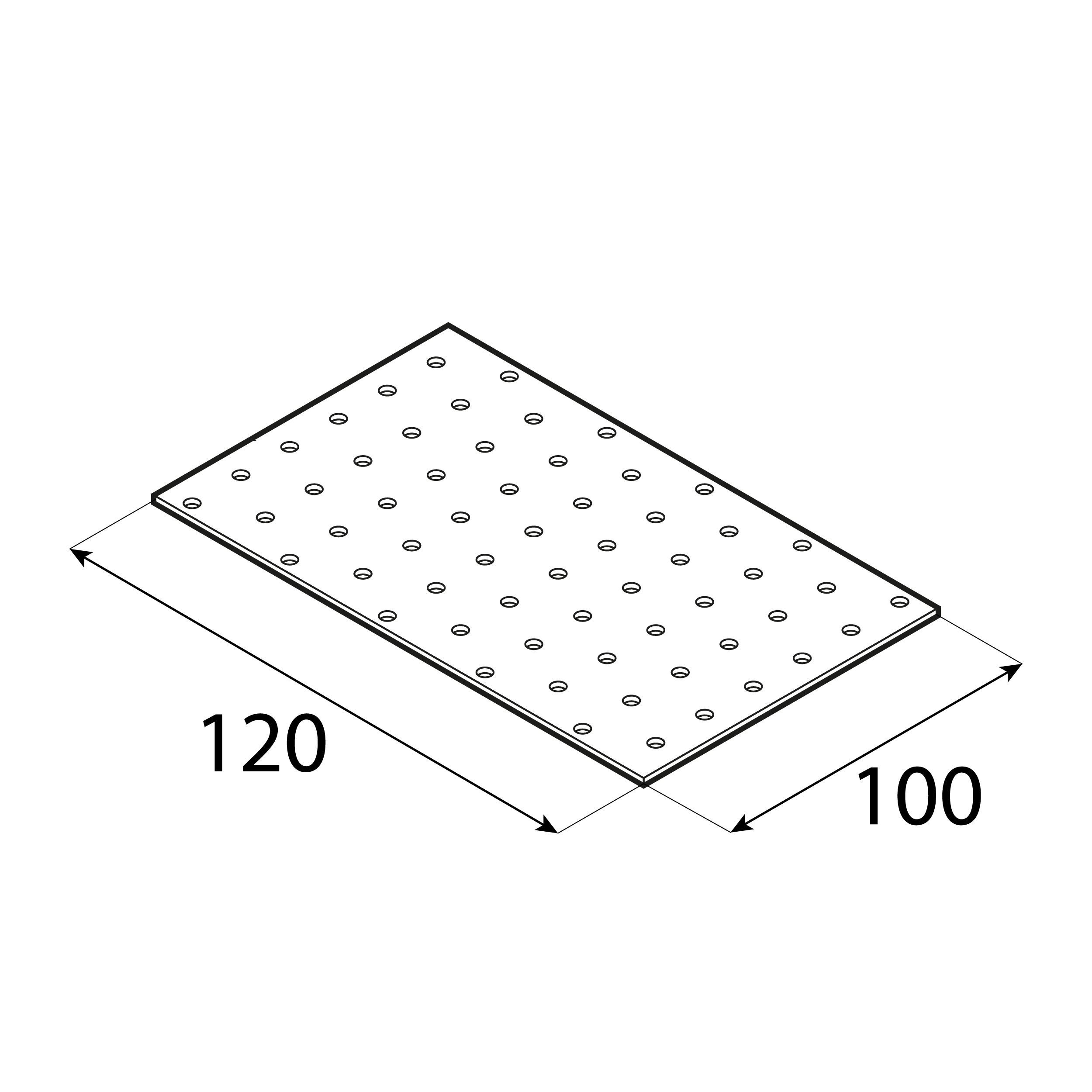 Płytka perforowana płaskownik PP 31, 120x100 mm, 2 mm, 100x120x2,0 mm, Stal konstrukcyjna DX51D, srebrny, ujęcie 2.