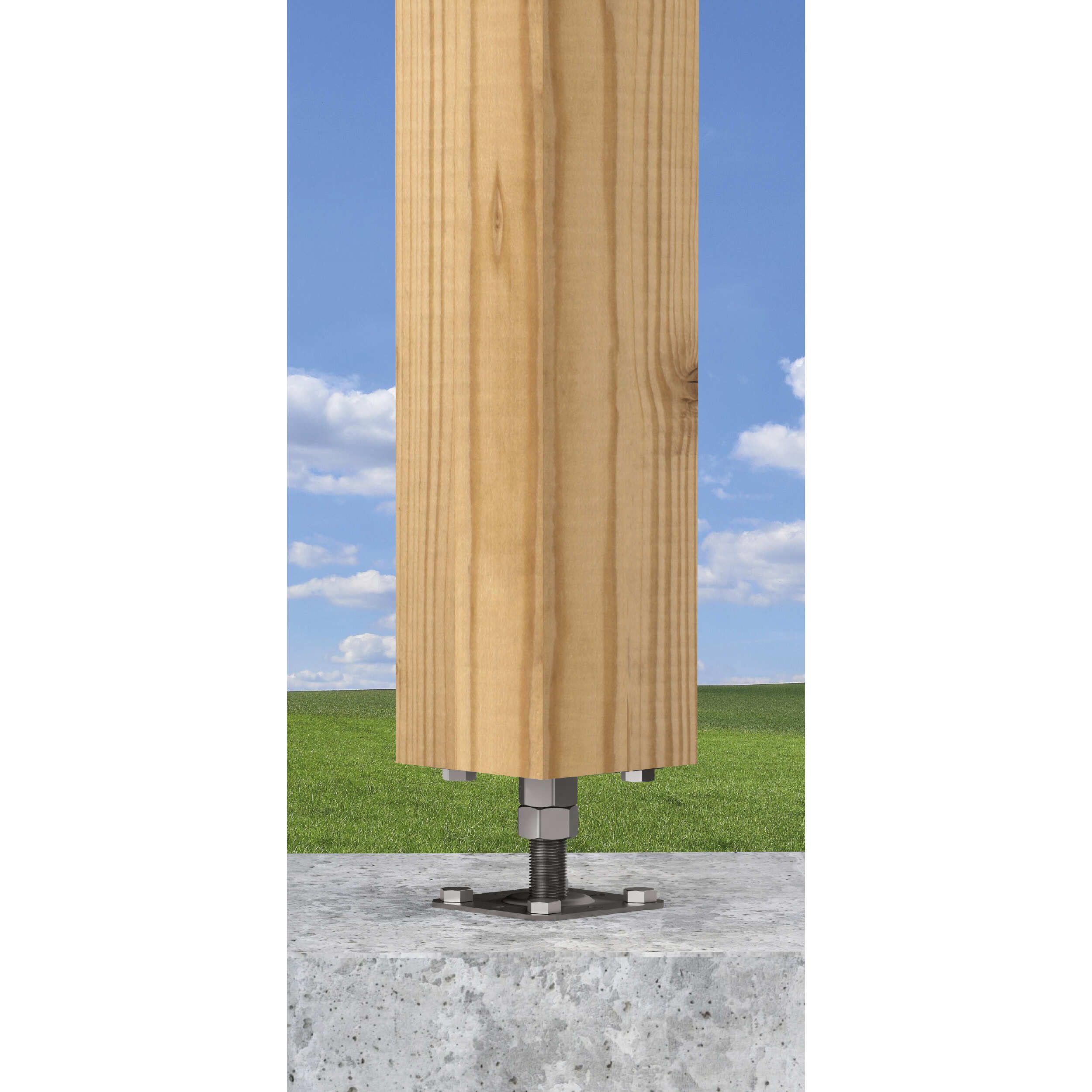 Podstawa słupa kotwa płaska gwintowana regulowana wysokość - PSR | 100x250 mm | M20 | Srebrny Podstawa słupa kotwa płaska gwintowana regulowana wysokość PSR, 100x250 mm, M20, srebrny srebrny.