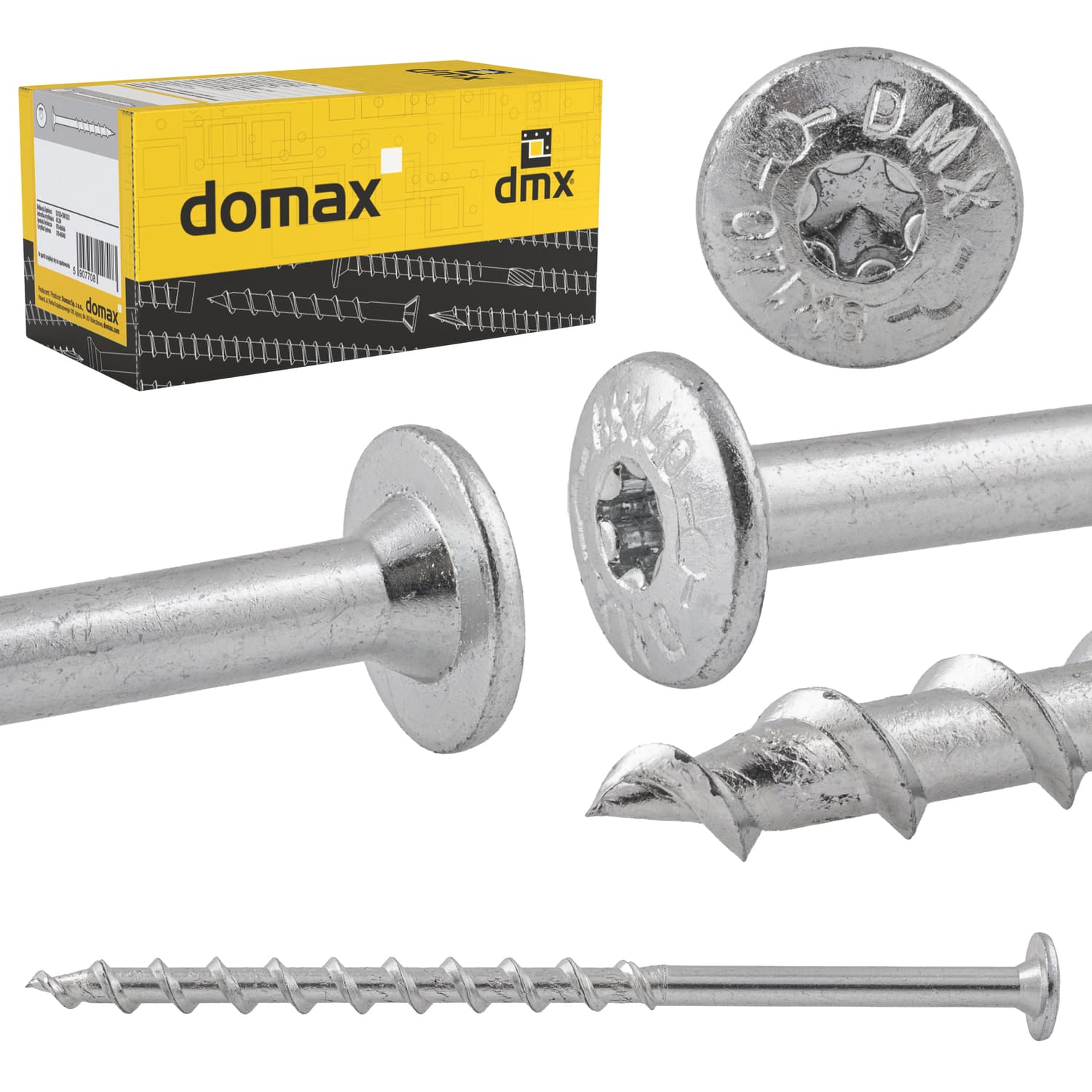 Wkręty do gazobetonu z łbem talerzowym TORX GT, 8x160 mm, srebrny, 50 szt., 8x160 mm, Hartowana stal węglowa, ujęcie produktu.