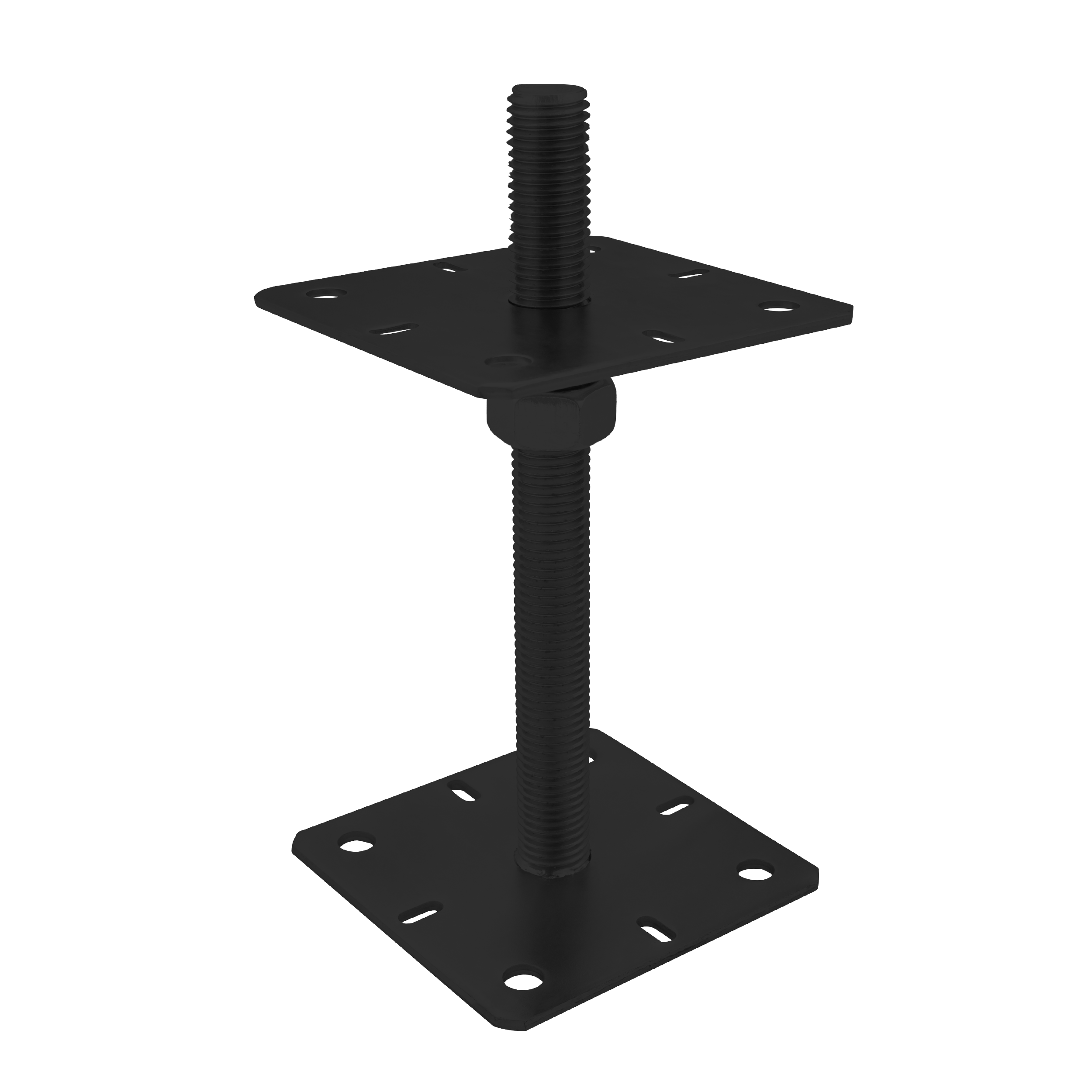 Podstawa słupa kotwa płaska gwintowana regulowana wysokość - PSR | 130x250 mm | M24 | Czarny Podstawa słupa kotwa płaska gwintowana regulowana wysokość PSR, 130x250 mm, M24, czarny, ujęcie 1.