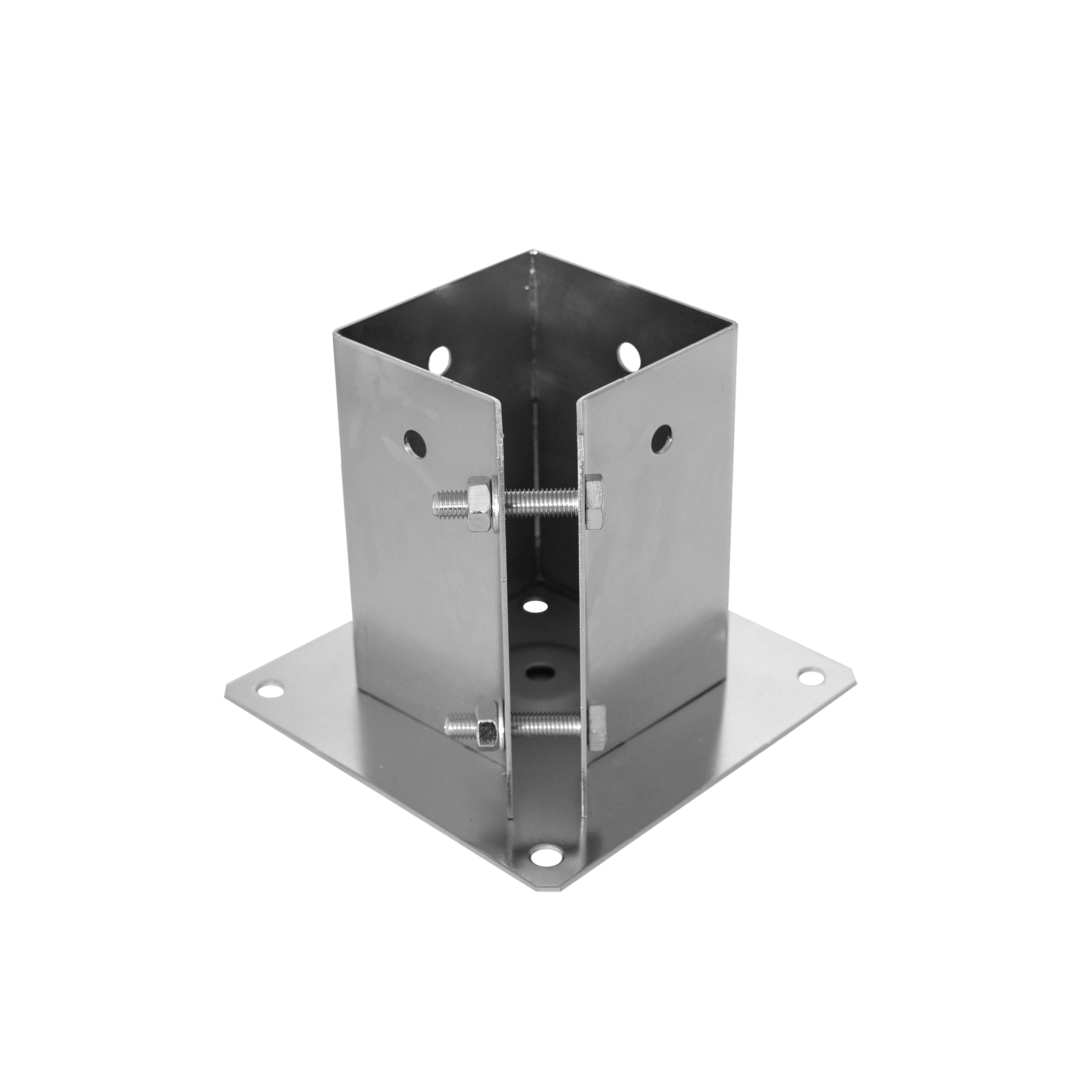 Podstawa słupa z podstawą prostokątną regulowana - PSPA | 100 mm | Srebrny Podstawa słupa z podstawą prostokątną regulowana PSPA, 100 mm, srebrny, 101x150x2,0 mm.